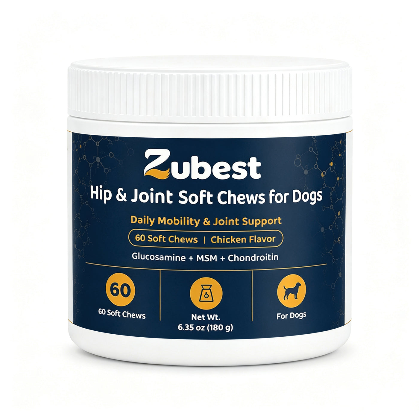 Zubest Hip & Joint Support Soft Chews for Dogs, 60-count bottle