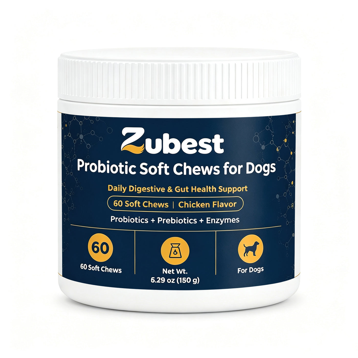 Zubest Probiotic Soft Chews for Dogs, 60-count bottle