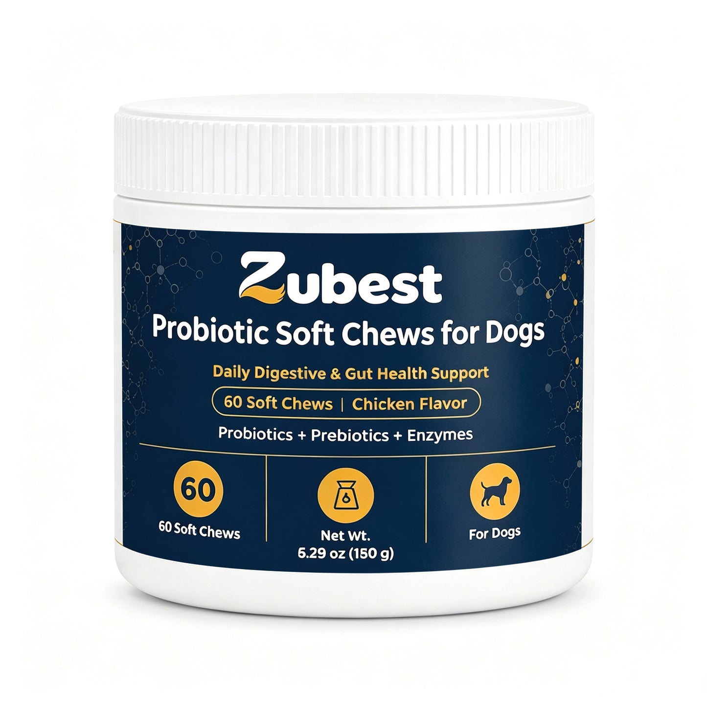 Zubest Probiotic Soft Chews for Dogs, 60-count bottle