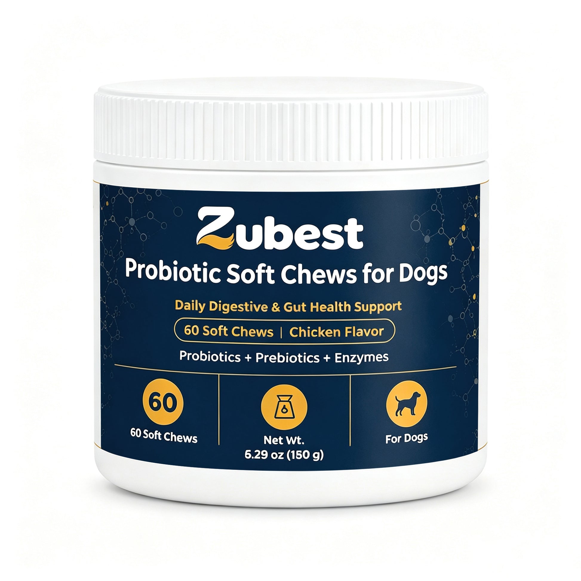 Zubest Probiotic Soft Chews for Dogs, 60-count bottle